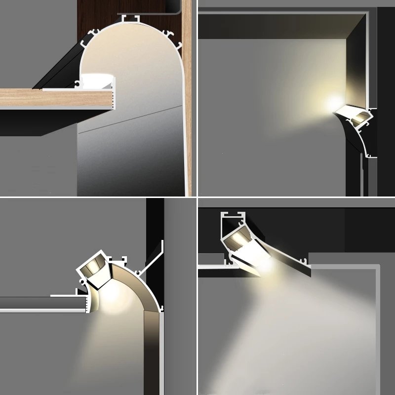 Embedded Trimless LED Aluminum Profile Hidden Drywall Plaster recessed mounted Ceiling cove Lighting profile