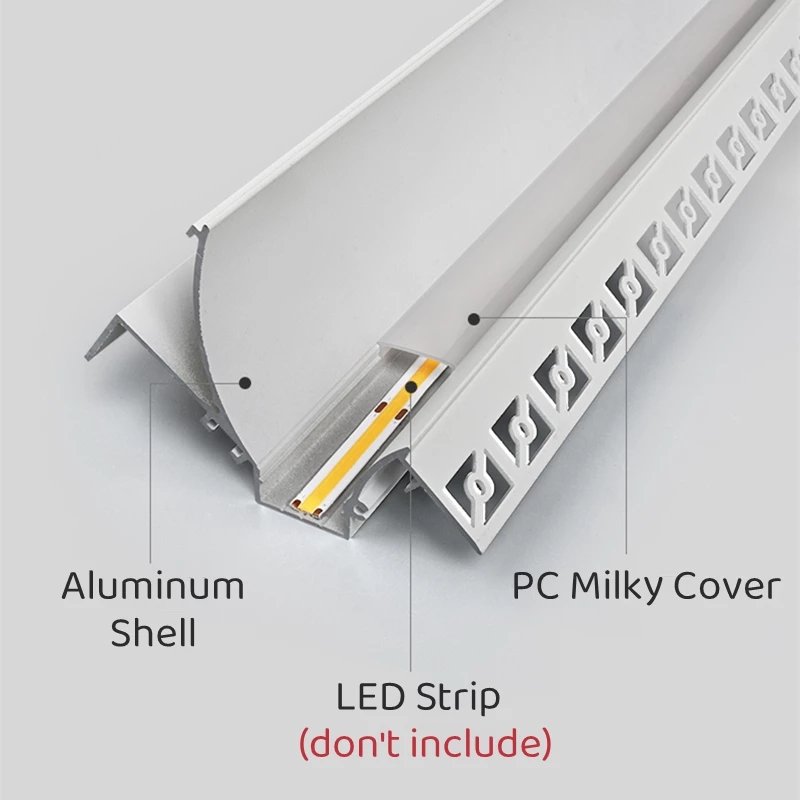 Embedded Trimless LED Aluminum Profile Hidden Drywall Plaster recessed mounted Ceiling cove Lighting profile