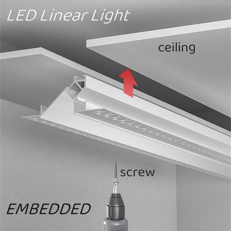 Embedded Trimless LED Aluminum Profile Hidden Drywall Plaster recessed mounted Ceiling cove Lighting profile