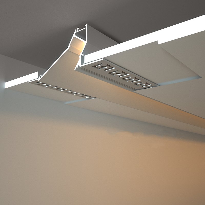 Embedded Trimless LED Aluminum Profile Hidden Drywall Plaster recessed mounted Ceiling cove Lighting profile
