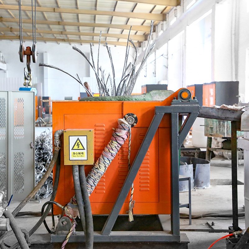 Scrap aluminum induction melting furnace 8-22mm Aluminum/copper wire AL rod production line machine aluminium casting machine