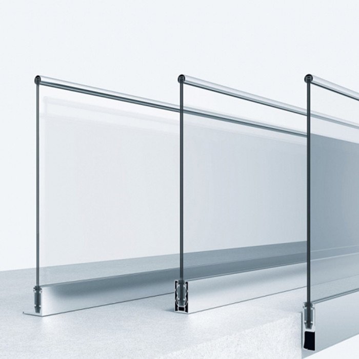 Aluminum u channel profile with led light 6mm 8mm 10mm 12mm frameless tempered sandwich glass railing balustrade