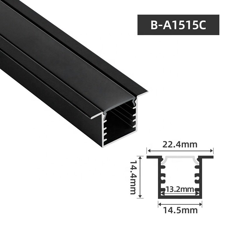 B-A1515 6063 Linear Light Black Aluminium Profile, led Strip Light Aluminium Profile Diffuser Channel