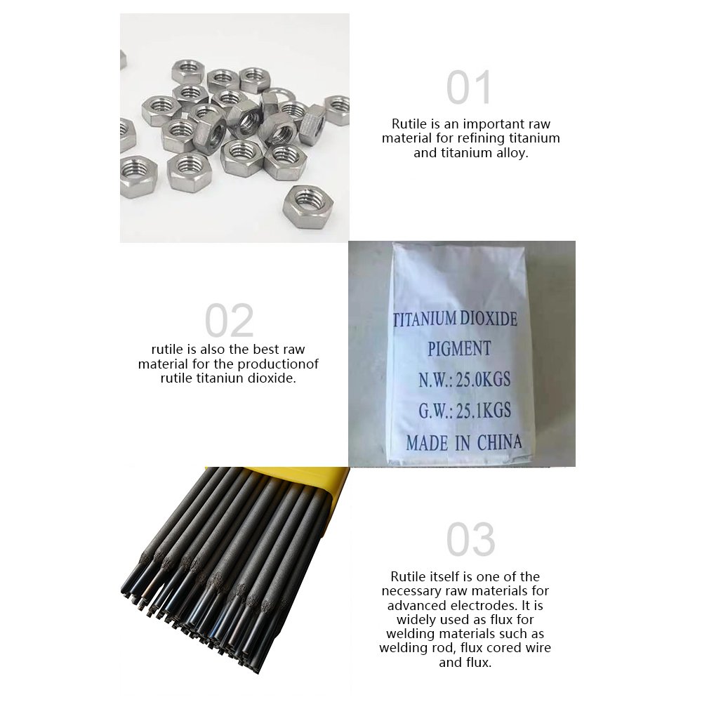 Supply 90% rutile ore with favorable price for extraction of welding electrodes, welding wires and titanium dioxide