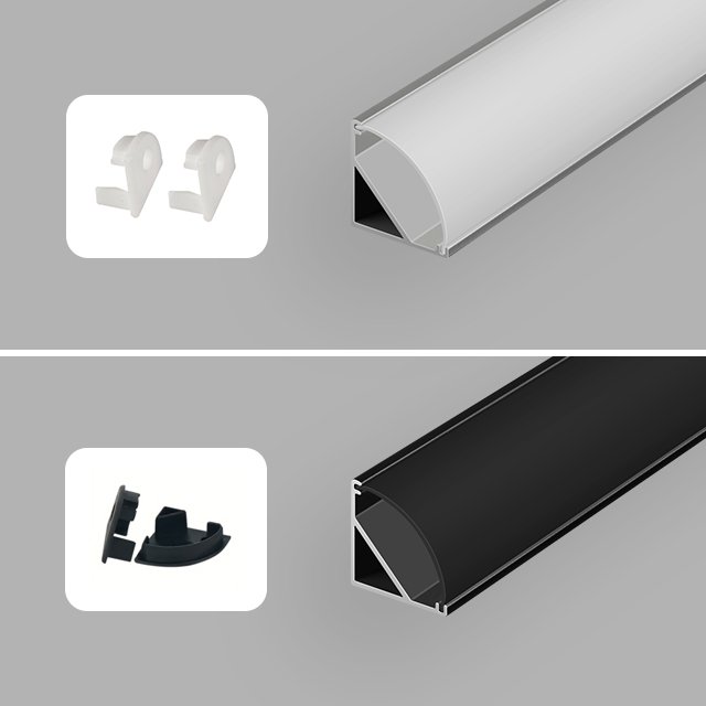 J1616 45 Degree Corner Aluminum Profile Led Strip Light Aluminum Channel Led Aluminum Profile with Black White Diffuser