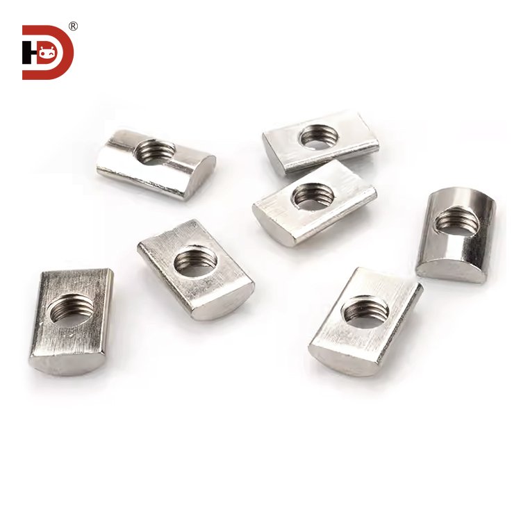 Aluminum profile fastening accessories, semi-circular nut, M6 M8 high hardness bar nut for aluminum profile rear installation