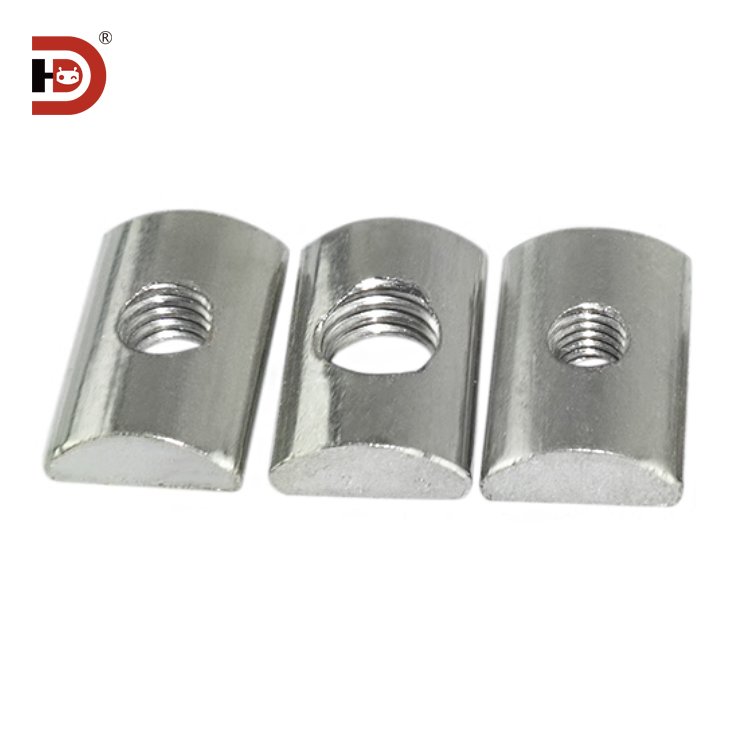 Aluminum profile fastening accessories, semi-circular nut, M6 M8 high hardness bar nut for aluminum profile rear installation