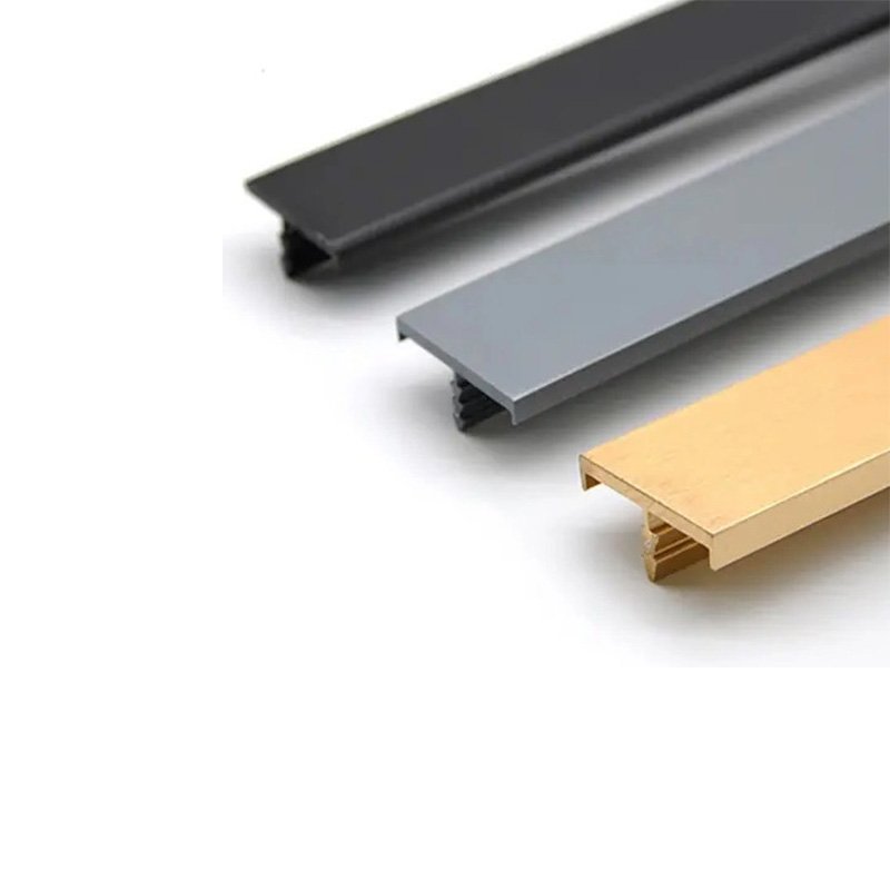 Aluminum T Shaped Extrusion Profiles Modern Advanced CNC Machining Custom Brushed Surface Decorative Trim