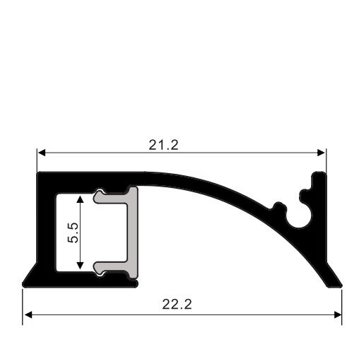 Slim ALP2221 Recessed led profile aluminum for strips lighting with diffuser
