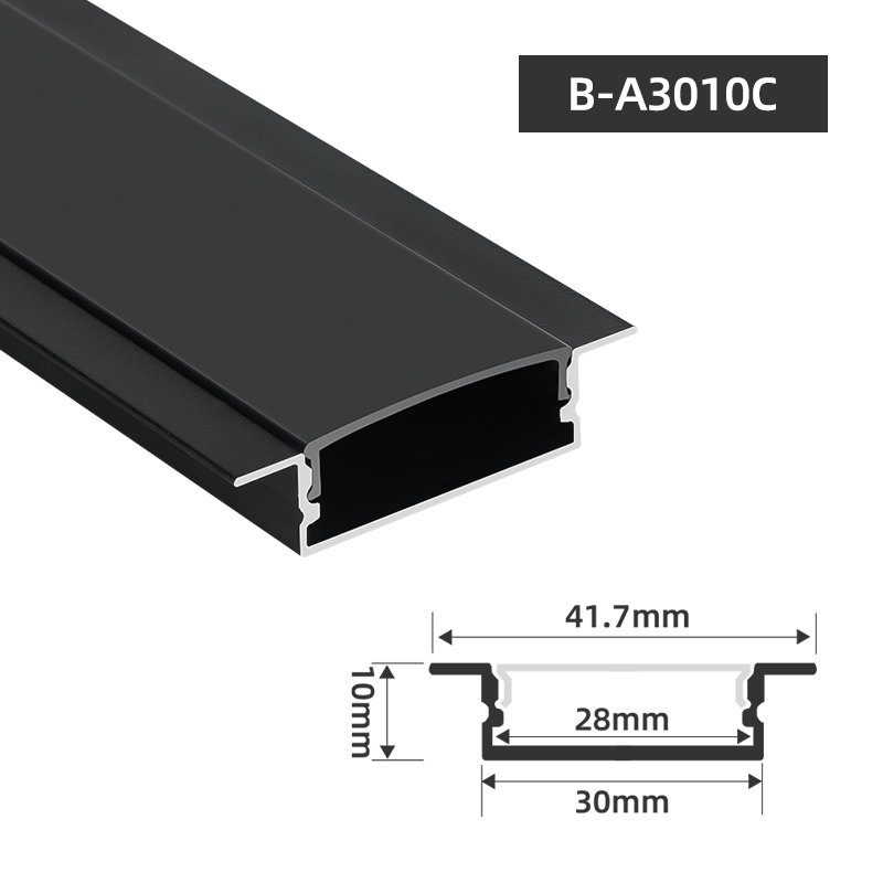 B-A3010 Black Anodized LED Aluminum Profiles, LED Strip Light Aluminium Extrusion Profile Channel with Diffuser