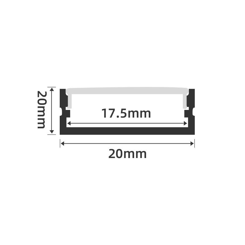 B-A3010 Black Anodized LED Aluminum Profiles, LED Strip Light Aluminium Extrusion Profile Channel with Diffuser