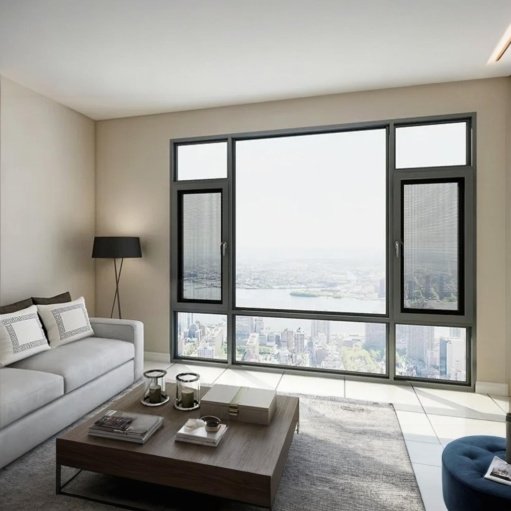 Apartment project sound insulation casement windows energy efficiency aluminum frame tempered glass Casement window