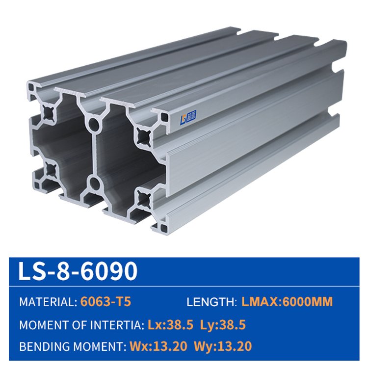 China Manufacturer 60*90mm ODM OEM Anodized 6105 T-Slotted Industrial Aluminum Profile Extrusion 6090