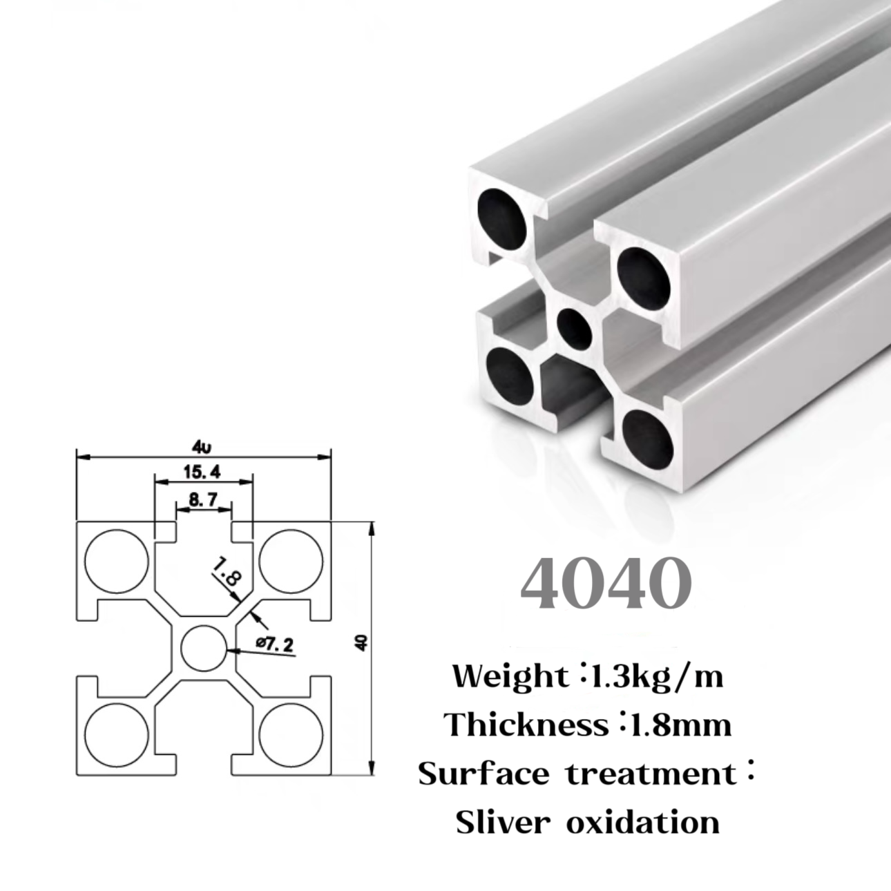 Industrial aluminum profile 2040T slot -4 national standard 20X40 square tube assembly frame aluminum alloy automation equipment