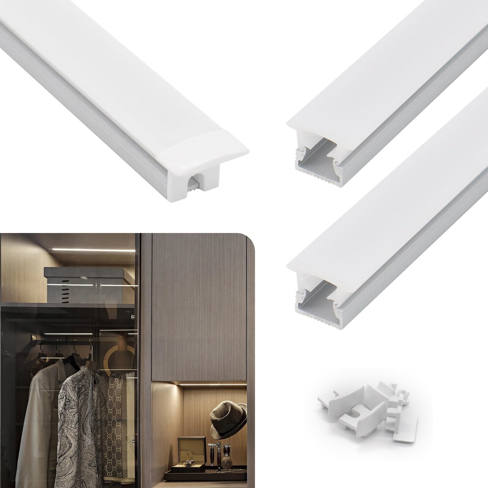 Easy Install 024 Strip Aluminum Profiles Wardrobe 15*11 Embedded Cabinet Alloy Aluminum Platforms
