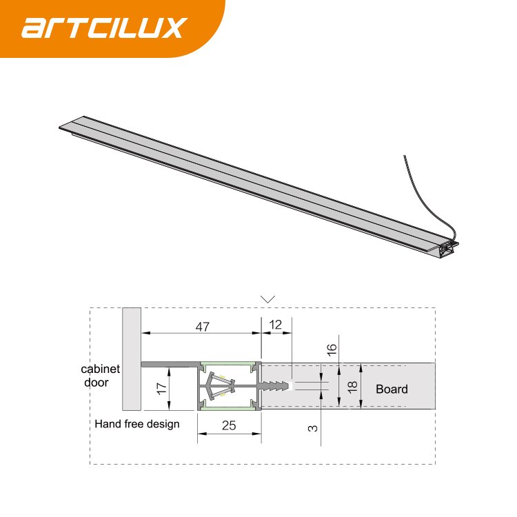 Wholesale Board Light Fit For Wooden Board Alunimiun Profile LED Indoor Handle-free recessed aluminum profile