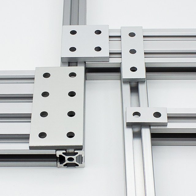 40x40 Series Silver 2 Hole Joining Strip Plate Aluminum Straight Flat Joining Plate For Extruded Aluminium Profile 40*40mm