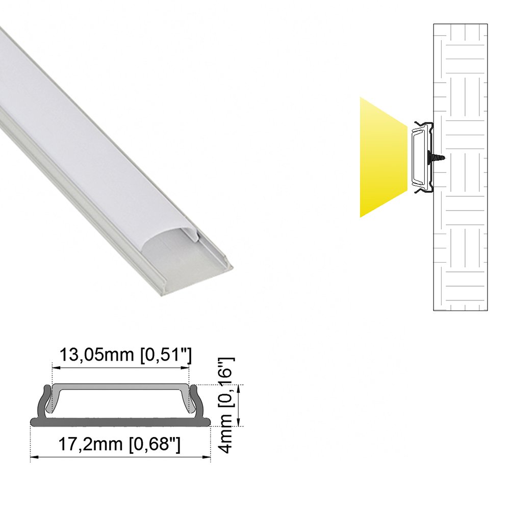 17x4mm Flexible bendable aluminum profile for led lighting strips