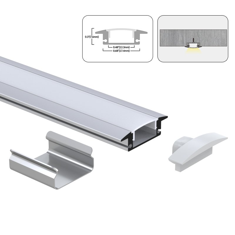 Customized Recessed Aluminium Profile For LED Strip Light 6063 Aluminum Profile Channel With PC Diffuser