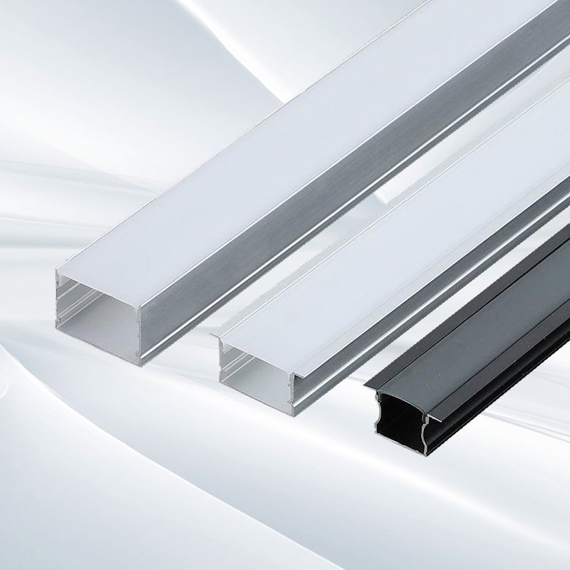 White Black Aluminum profile for LED Strip Lighting Customized flat u shape v shape recessed 7mm LED Diffuser Channel 1M 2M 3M