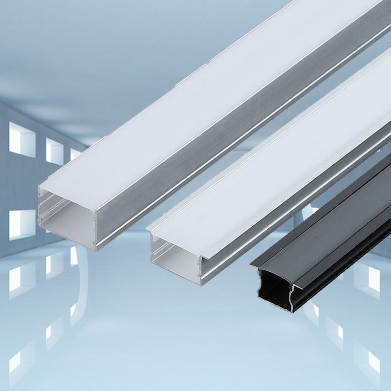 White Black Aluminum profile for LED Strip Lighting Customized flat u shape v shape recessed 7mm LED Diffuser Channel 1M 2M 3M