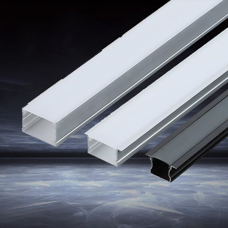 White Black Aluminum profile for LED Strip Lighting Customized flat u shape v shape recessed 7mm LED Diffuser Channel 1M 2M 3M