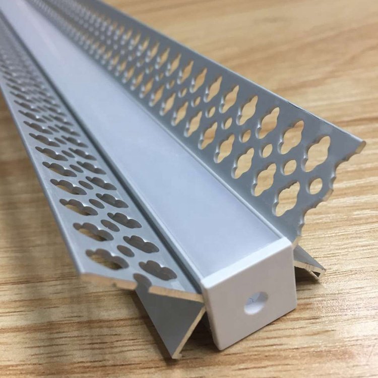 Wall/Ceiling plaster trimless 90 degree corner embedded LED drywall aluminium profile for indoor architectural lighting