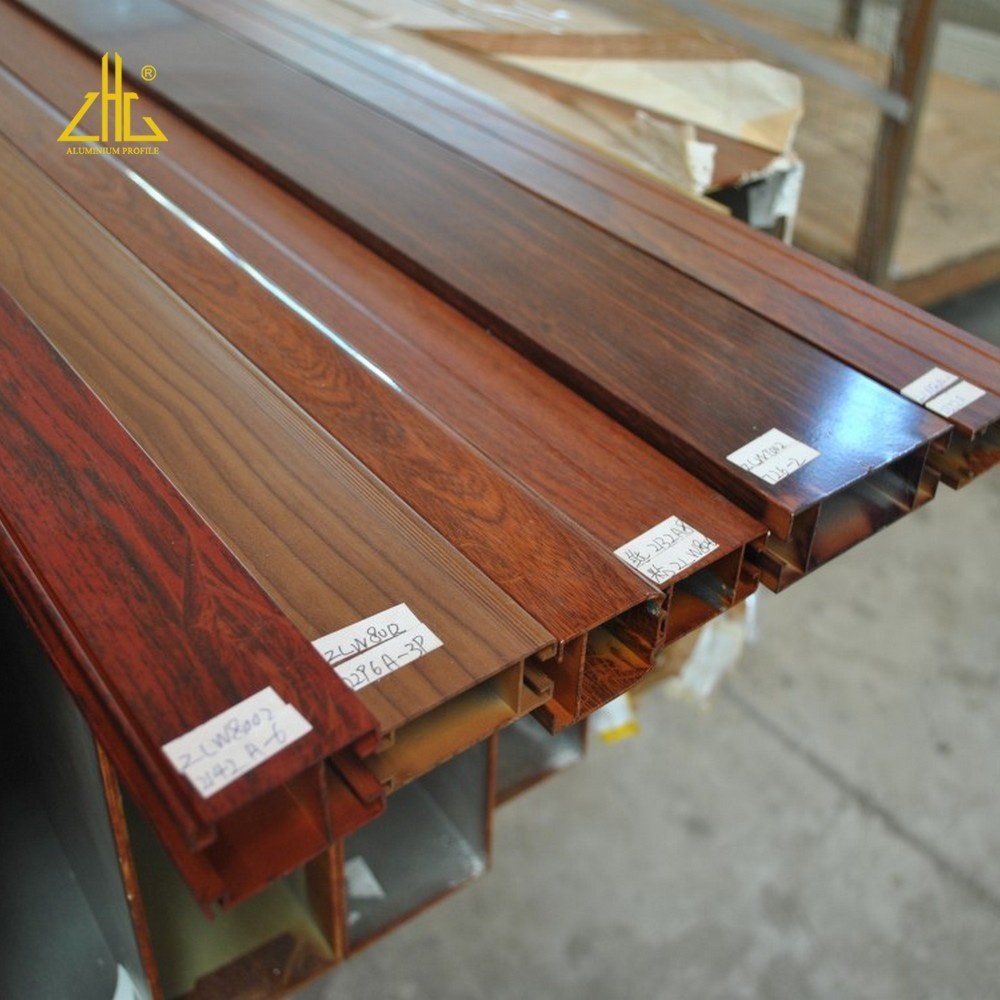 Wow!! timber grain aluminium extrusion profiles for door frame/different wood aluminium door profiles for fence and gate slats