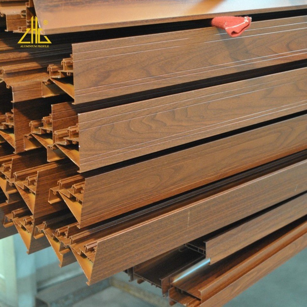 Wow!! timber grain aluminium extrusion profiles for door frame/different wood aluminium door profiles for fence and gate slats