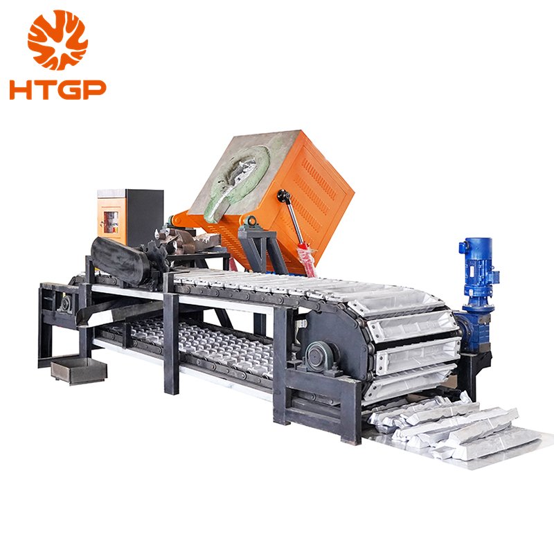 Waste scrap aluminum melting furnace automatic ingot conveyor continuous copper aluminum ingot production line casting machine