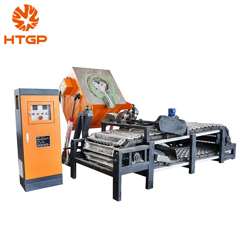 Waste scrap aluminum melting furnace automatic ingot conveyor continuous copper aluminum ingot production line casting machine