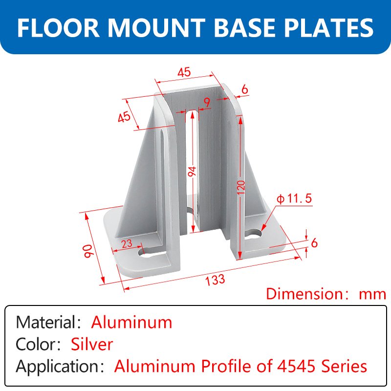 4545 Series Aluminium Floor Mount Base Plates Seismic bracket Fixed Base For 4545 T Slot Aluminium Profile Extrusion