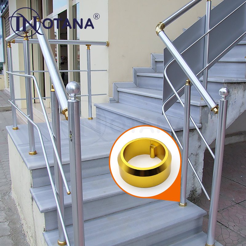 Anodizing industrial CNC extruded aluminum profile stair railing column foot ground flange