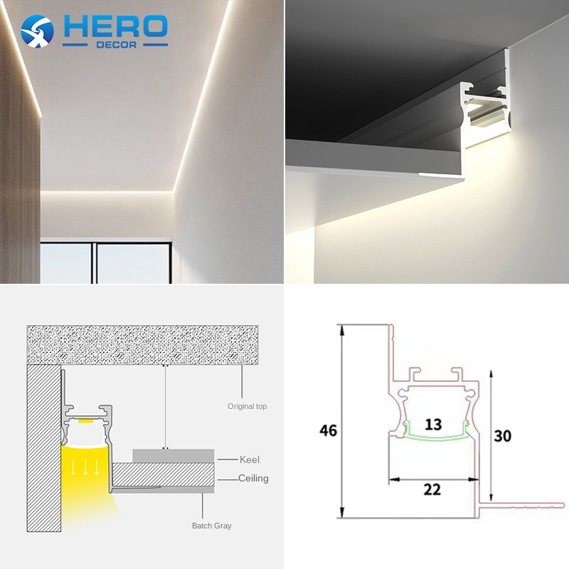 High Quality Surface Mounted LED Strip Light Aluminium Extrusion Profile LED Ceiling Aluminum Profile Channel