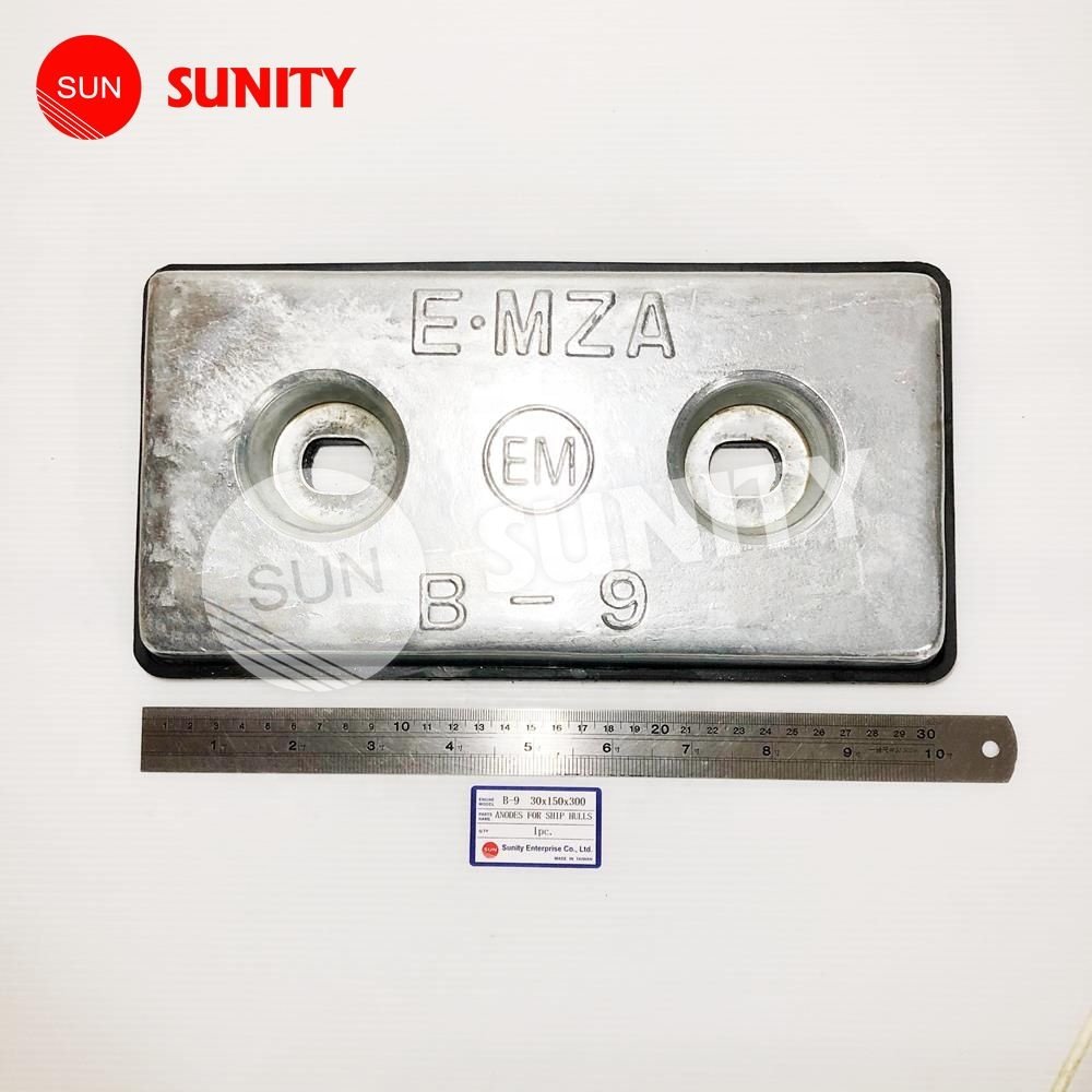 TAIWAN SUNITY ZINC ANODE MARINE B-9 30mmX150mmX300mm ANODES FOR SHIP HULLS