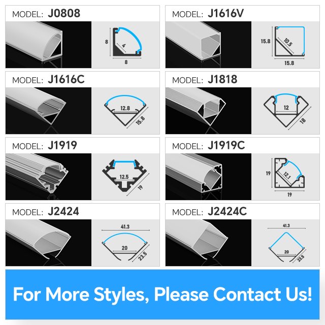 J0808 Hot Selling Corner Aluminium Profile Embedded Lightweight Aluminum Profile V-shaped Corner Aluminum Extrusion Channel