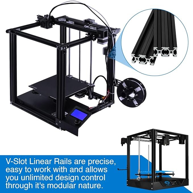2020 V Aluminum Extrusion 4PCS 350mm European Standard Anodized Extruded Aluminum Profile Linear Rail for 3D Printer Black