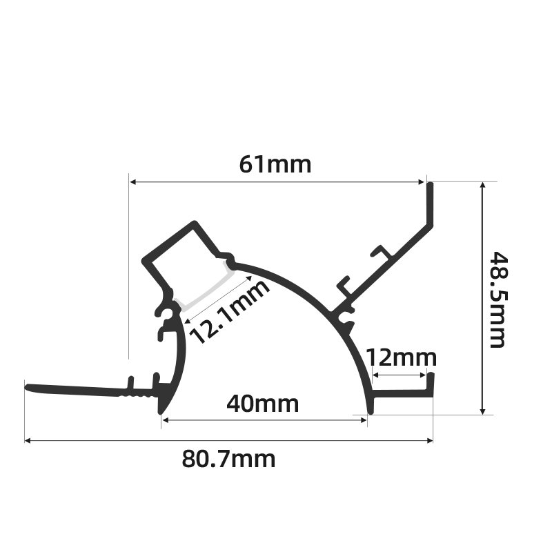 X15 LED Light Strips Aluminum Channel With PC Cover Recessed Drywall Plaster Gypsum Led Aluminum Profile