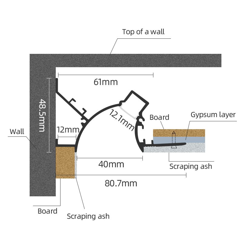 X15 LED Light Strips Aluminum Channel With PC Cover Recessed Drywall Plaster Gypsum Led Aluminum Profile