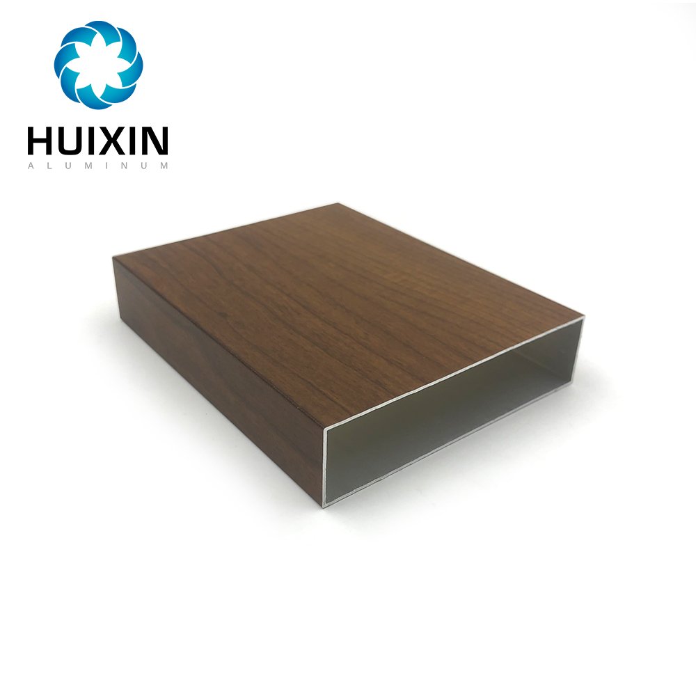 Manufacturer Aluminum Profile Wood Grain Finish Aluminum Rectangular Tubes