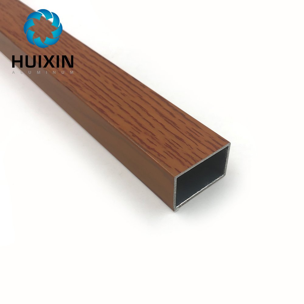 Manufacturer Aluminum Profile Wood Grain Finish Aluminum Rectangular Tubes