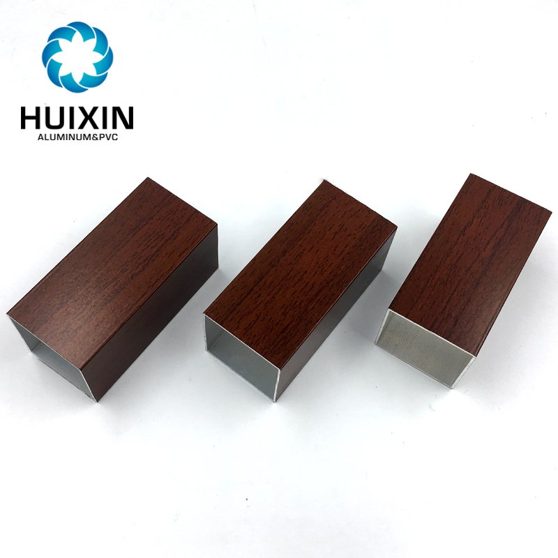 Manufacturer Aluminum Profile Wood Grain Finish Aluminum Rectangular Tubes