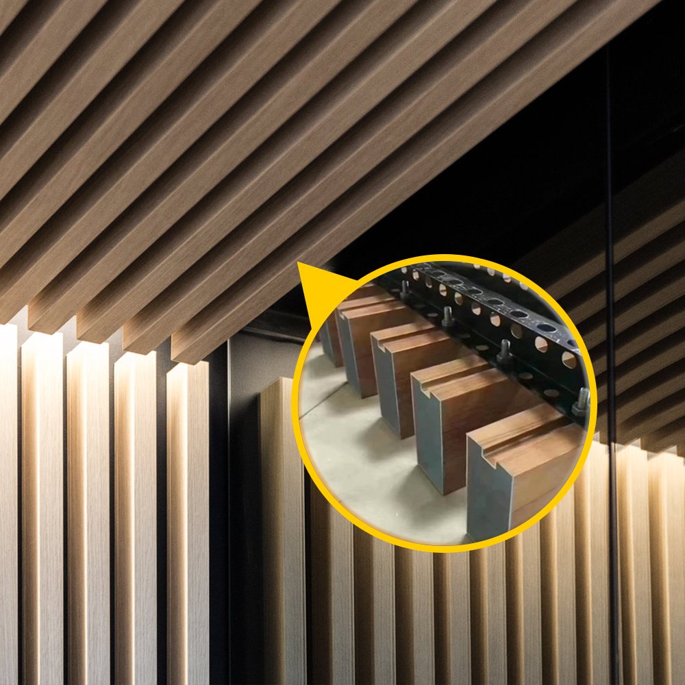 Aluminum tube suspended Wood Grain aluminium baffle ceiling U shape decorative Profile
