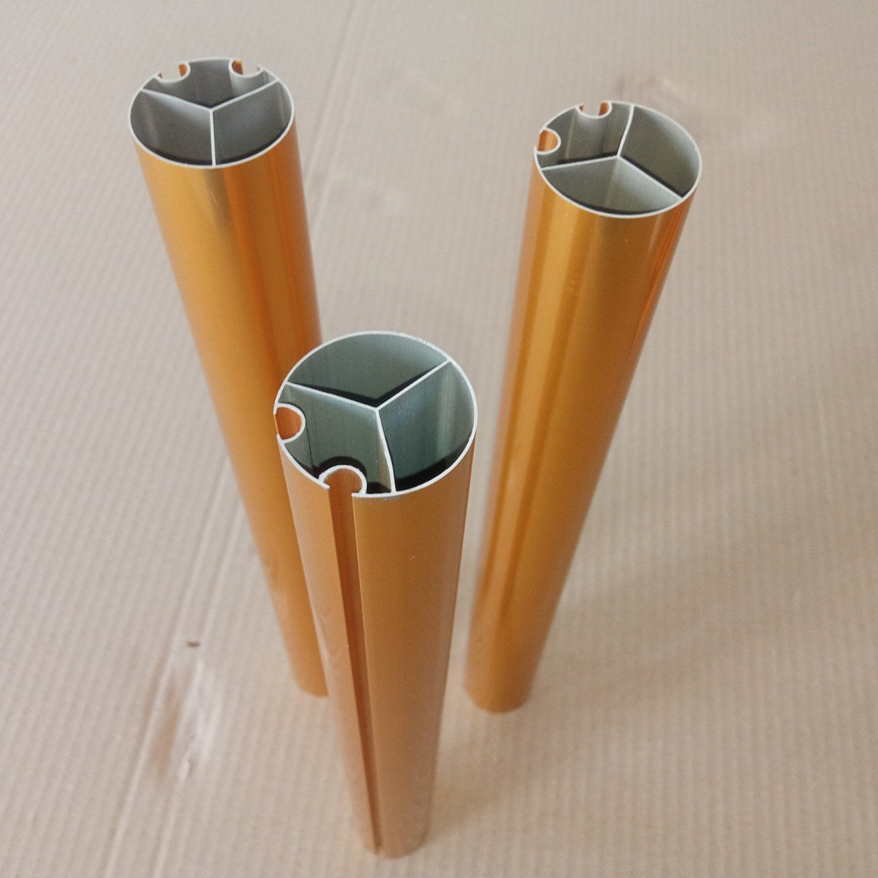 Golden Anodised Aluminium extrusion profile for curtain rod | aluminium tube profile manufactured in Vietnam