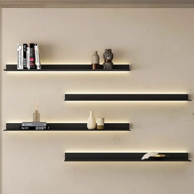 L-shaped Multi-Purpose Aluminum Book Shelf Display Shelves Cabinet For Books Led Light Strip Display with LED lighting