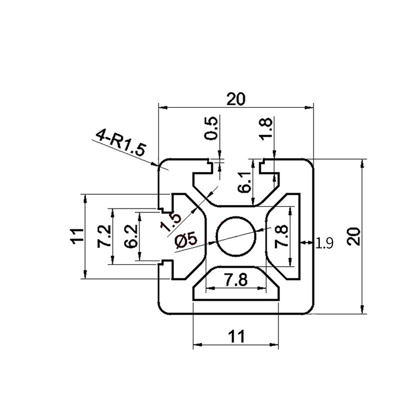 Industrial Aluminum profile 2020N2 Black aluminum profile 20X20 automatic slide aluminum DIY fish tank frame