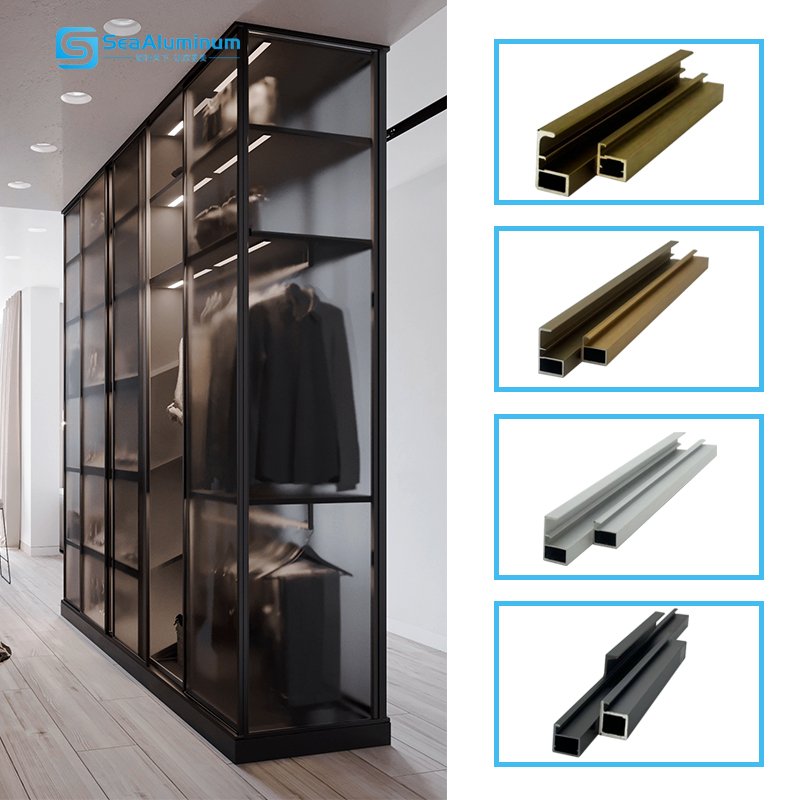 Factory Stock Square Aluminum Profile Kitchen Cabinets Wardrobes Anodized Finish Punching CNC Cutting Processing Services