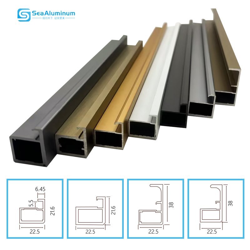 Factory Stock Square Aluminum Profile Kitchen Cabinets Wardrobes Anodized Finish Punching CNC Cutting Processing Services