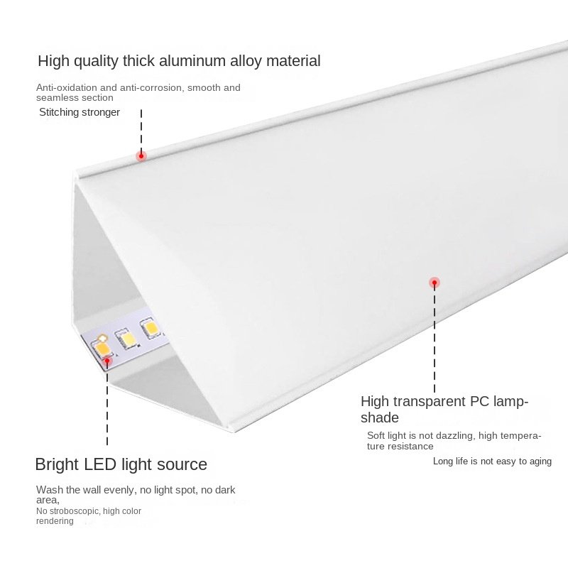 Luminous led aluminium profile for top ceiling channels extrusions corner profile light LED strip cove lighting
