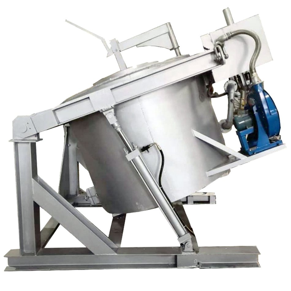 100 Kgs Capacity Crucible Furnace for Non Ferrous Metals such As Aluminium, Zinc , Bronze, Copper Gas Oil Burner Fully Auto